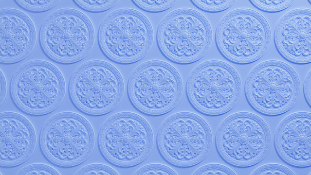Blue Rosette Pattern Background.