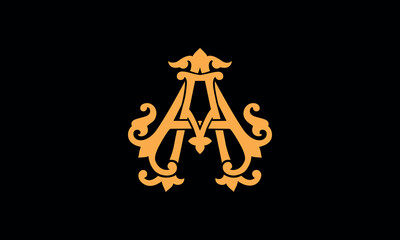 Alphabet A or AA letter abstract monogram vector logo template