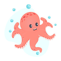 Ocean life. Octopus for girls and boys, drawings for the nursery and birthday