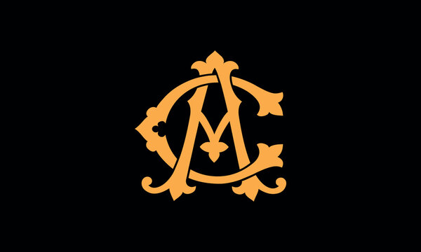 Alphabet AC or CA letter abstract monogram vector logo template