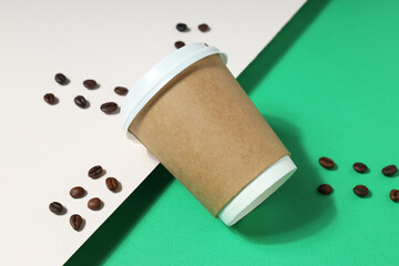 Blank paper cup, composition for delivery and take away concept