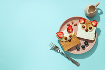 Tasty breakfast or lunch for kid - toast, food that the child can take with him