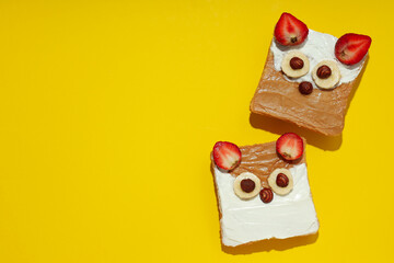 Tasty breakfast or lunch for kid - toast, food that the child can take with him