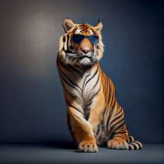 portrait of a tiger in sunglasses