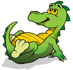 Green Dinosaur Lying on his Back