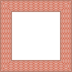 Obraz premium Vintage botanic garden stylish square frame check cross line flower