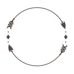 Circle frame and cross arrows hipster arrows in boho style tribal arrows