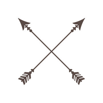Circle frame and cross arrows hipster arrows in boho style tribal arrows