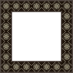 Vintage botanic garden stylish square frame dot line flower