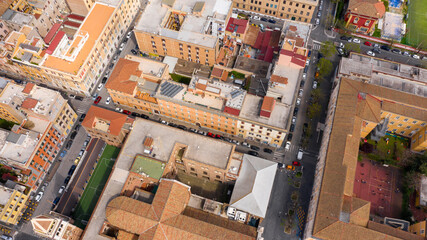 Aerial view of the San Lorenzo district of Rome, Italy. The area is mainly inhabited by students due to its proximity to the university. 