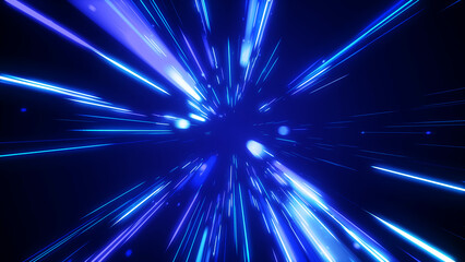 Blue lights speed tunnel abstract background.