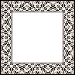 Vintage botanic garden square frame curve cross flower kaleidoscope