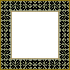 Vintage botanic garden square frame curve cross flower kaleidoscope