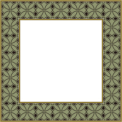 Vintage botanic garden square frame curve cross flower kaleidoscope