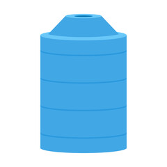 Vector illustration. Plastic barrels for water. Blue watet tank. isolated.