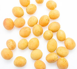 yellow ripe apricot isolated on white background