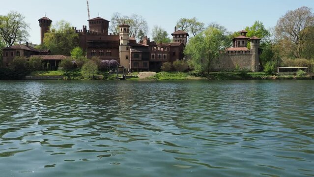 Medieval Castle seen from river Po in Turin