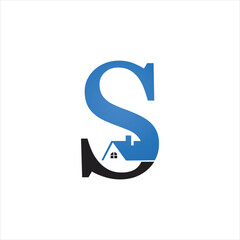 awesome letter S logo with real estate design simple