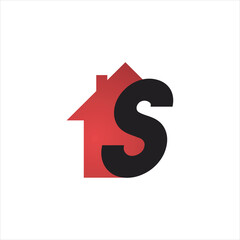 S initial logo with real estate design template