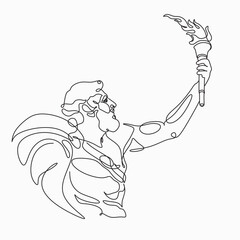 Greek man with torch line art vector illustration. A runner with a torch. Illustration in ancient Greek style. Sports concept illustration.