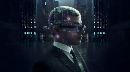 AI businessman in a suit, professional, machine, robot, cyber technology, high tech, artificial intelligence
