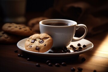cup of coffee with cookies on the table