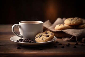 cup of coffee with cookies on the table