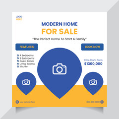 Modern Home Sale Real Estate Square Social Media Post Template