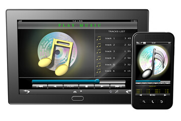 PNG, Trasparente. Smartphone tablet con applicazione per ascoltare musica