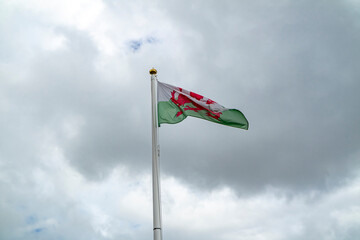 National flag of wales waving in the wind