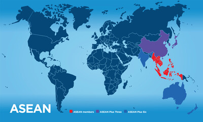 ASEAN, Association of Southeast Asian Nations countries map, vector illustration