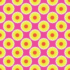 Y2K floral pattern. Funny funky retro flowers background