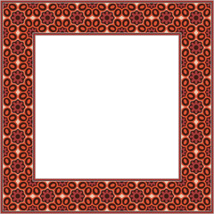 Vintage botanic garden square frame red round flower kaleidoscope