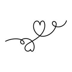 Doodle heart line decoration element