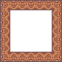 Obraz premium Vintage botanic garden square frame stitch geometry check cross line