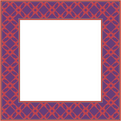 Vintage botanic garden square frame purple pink geometry check cross