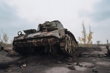 A destroyed Tank, made with generative AI and post-processed