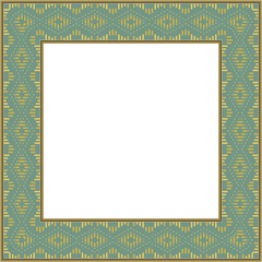 Vintage square frame woven stitch check geometry cross yellow line