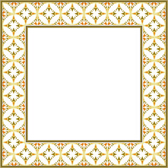 Vintage botanic garden square frame round cross flower kaleidoscope