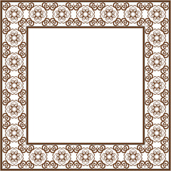Vintage botanic garden square frame brown spiral curve cross vine