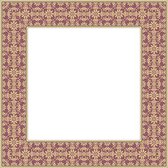 Vintage botanic garden square frame curve cross flower kaleidoscope