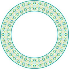 Vintage botanic garden stylish round frame spiral curve cross vine