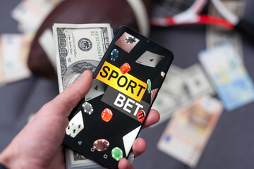 Sports betting app in a mobile phone screen.