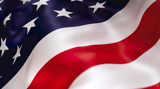 American Flag Wave Close Up for Memorial Day or 4th of July. USA flag for background. AI Generated.