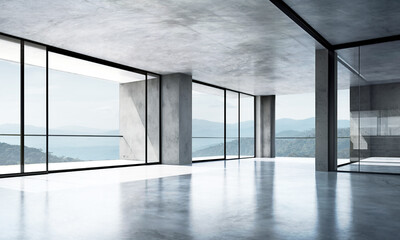 3d Cement loft style interior