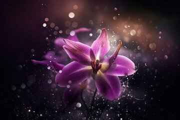 Close-up with orchid flower in a fantasy world