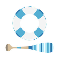 nautical vector illustration of lifebuoy and paddle