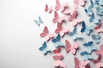 Pink and Blue Butterfly Background for a Gender Reveal party announcement created with Generative AI technology