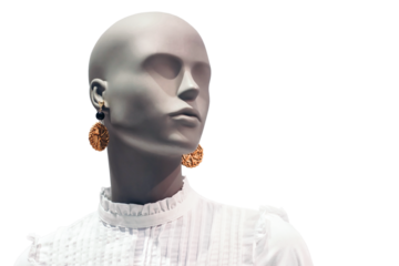 Isolated female mannequin. Dummy woman head. Fashion concept