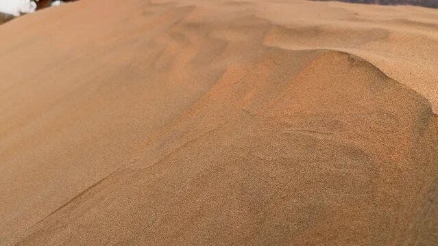 Surface of quicksand dunes moving slowly with sunlight